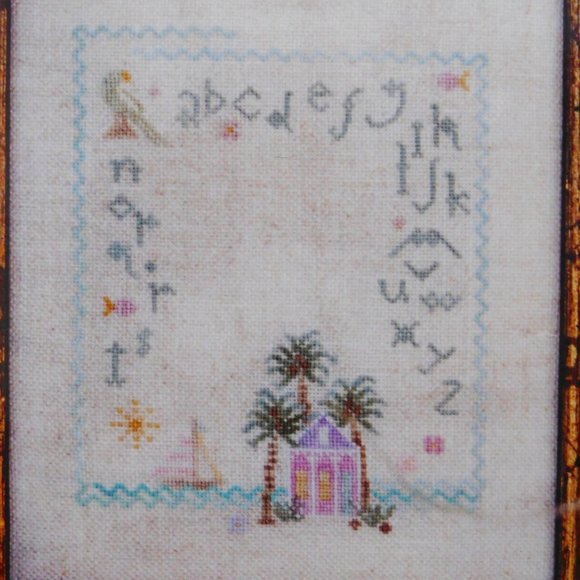 Brightneedle Key West Sampler cross stitch chart Duval Street pink house pattern - Picture 1 of 16